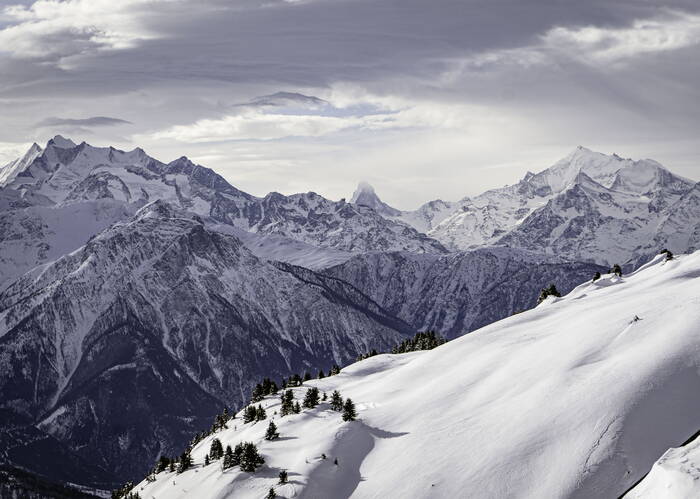 Winterwunderland in den Walliser Alpen.